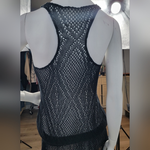 La Perla Resortwear Black stretchy Crochet Swimsuit Coverup Dress Size 44/8 - Picture 3 of 9